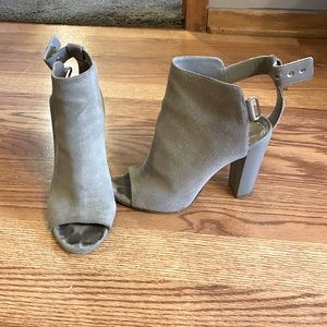Vince suede peep toe booties.